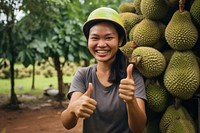 Durian Thai female farmer produce person.