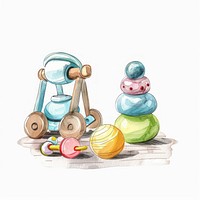 Individual baby toy illustrated drawing sketch.
