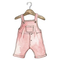 Pink overalls on hanger clothing apparel pants.