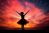 Ballet silhouette photography dancing sunset sky.