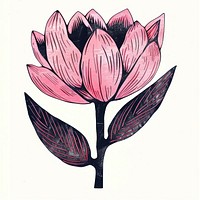 Pink flower illustrated blossom drawing.