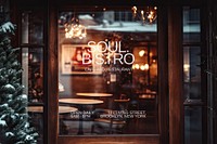 Cafe window display mockup psd