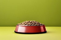 Red dog food bowl