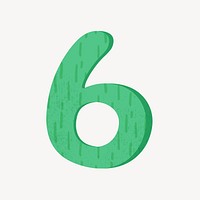 Number 6 in green illustration