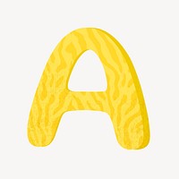 Cute letter A in yellow alphabet illustration