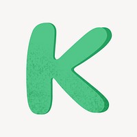 Cute letter K in green alphabet illustration