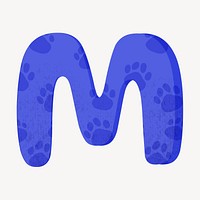 Cute letter M in blue alphabet illustration
