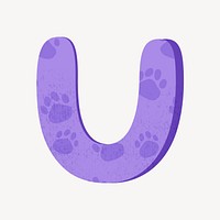 Cute letter U in purple alphabet illustration
