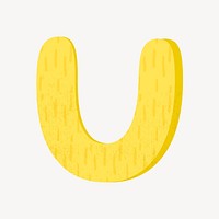 Cute letter U in yellow alphabet illustration