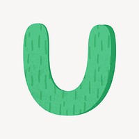 Cute letter U in green alphabet illustration