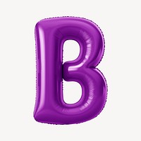 Letter B 3D purple balloon alphabet illustration