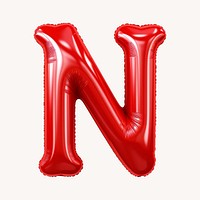 Letter N 3D red balloon alphabet illustration