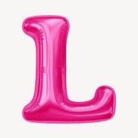 Letter L 3D pink balloon alphabet illustration