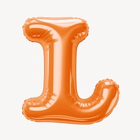 Letter L 3D orange balloon alphabet illustration