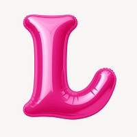 Letter L 3D pink balloon alphabet illustration