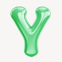 Letter Y 3D green balloon alphabet illustration