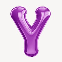Letter Y 3D purple balloon alphabet illustration