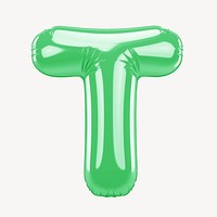 Letter T 3D green balloon alphabet illustration