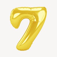 Number seven yellow  3D balloon illustration