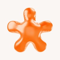 Asterisk 3D orange balloon symbol illustration