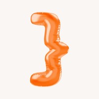 Curly bracket 3D orange balloon symbol illustration