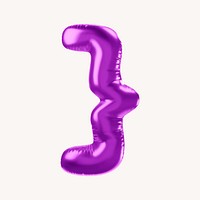 Curly bracket 3D purple balloon symbol illustration