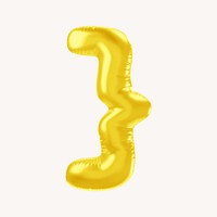 Curly bracket 3D yellow balloon symbol illustration