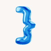 Curly bracket 3D blue balloon symbol illustration