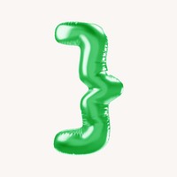 Curly bracket 3D green balloon symbol illustration