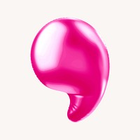 Comma 3D pink balloon symbol illustration