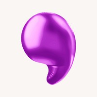 Comma 3D purple balloon symbol illustration