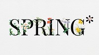 Spring word in floral digital art illustration