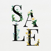Sale word in floral digital art illustration