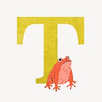 Letter T, animal character alphabet illustration