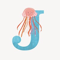Letter J, animal character alphabet illustration
