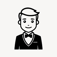 Waiter  character line art illustration