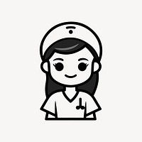 Female nurse  character line art illustration