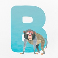 Blue letter B with animal character illustration