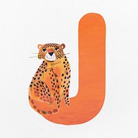 Orange letter J with animal character illustration