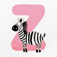 Pink letter Z with animal character illustration