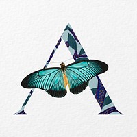 Letter A in Seguy Papillons art alphabet illustration