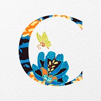 Letter C in Seguy Papillons art alphabet illustration