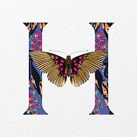 Letter H in Seguy Papillons art alphabet illustration