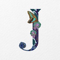 Letter J in Seguy Papillons art alphabet illustration