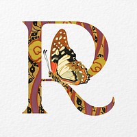 Letter R in Seguy Papillons art alphabet illustration