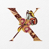 Letter X in Seguy Papillons art alphabet illustration
