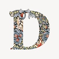 Letter D botanical pattern font, inspired by William Morris
