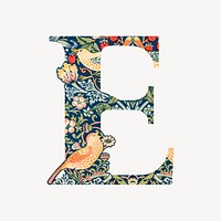 Letter E botanical pattern font, inspired by William Morris