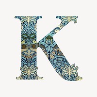 Letter K botanical pattern font, inspired by William Morris