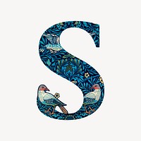 Letter S botanical pattern font, inspired by William Morris